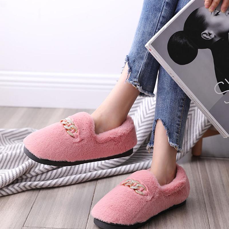 Peas Shoes Women's Autumn and Winter Warmth Thick-soled Furry Shoes Flat-bottomed All-match Cotton Shoes and Velvet