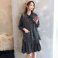 Set Female Autumn and Winter Polka Dot Chiffon Dress + Loose Knitted Sweater Vest Vest Two-piece Suit Can Be Worn with A Coat
