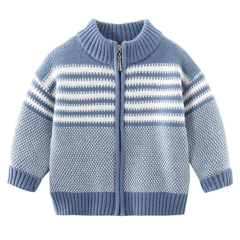 Boys Sweater Coat Autumn and Winter Children's Zipper Cardigan Baby Warm Sweater Double Layer Thickness