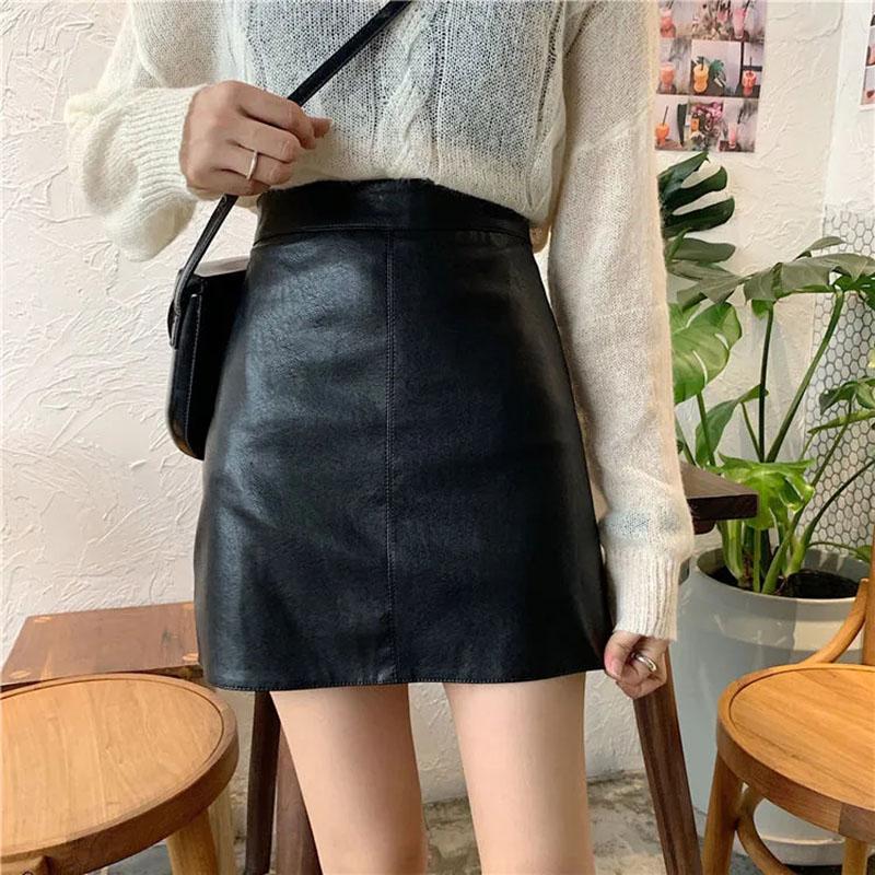 High Waist Hips Glossy Bright Leather Skirt Anti-glare A-line Skirt Pu Short Skirt All Match Casual Mini Leather Skirt