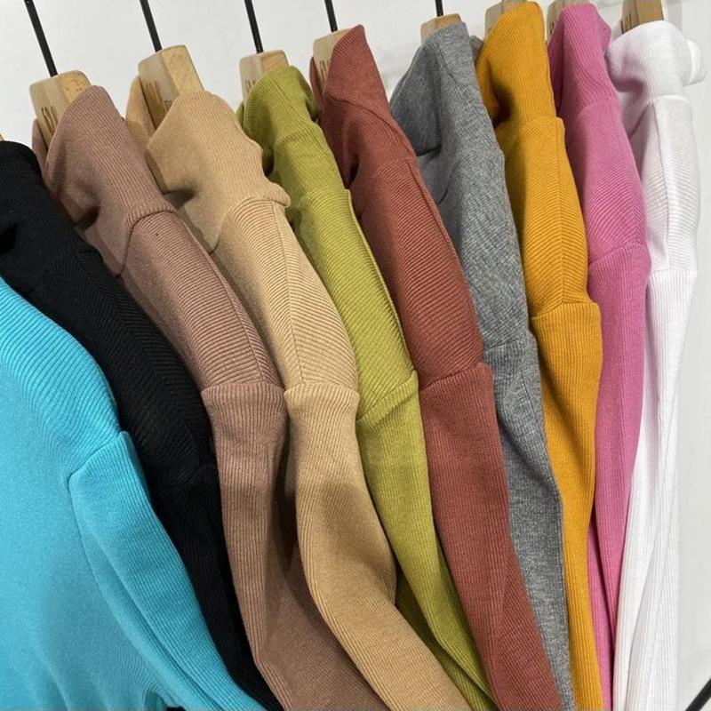 Women Winter Turtleneck Sweater Fashion Slim Pullover Knitted Jumper Long Sleeve White Black High Neck Sweaters Women Fall Basic Top Clothes