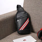 Chest Bag Men Black Large Capacity Multi-pocket PU Leather Messenger Bag Outdoor Sports Shoulder Bag