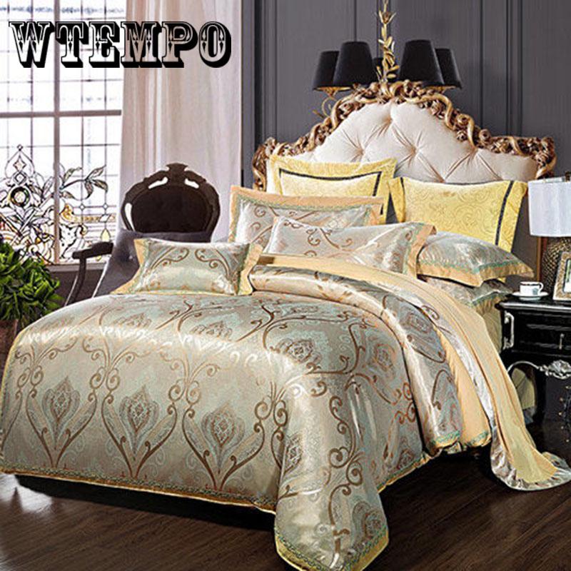 Luxury Bedding Set Embroidery Bed Linens Satin Bed Sheet Jacquard Bedclothes Bed cover