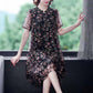 Chiffon Floral  Dress L-XXXXXL Women's Summer Veil Short Sleeve Round Neck Lightweight and Breathable