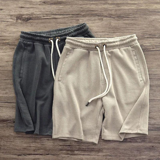 Knitted Shorts Men's Retro Cotton Do Old Lazy Elastic Waist Sports Loose Casual Five-point Pants Summer Men