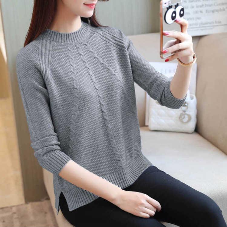 Women Turtleneck Solid Color O-neck Long Sleeve Skin-friendly Sweater Bottoming Knitwear