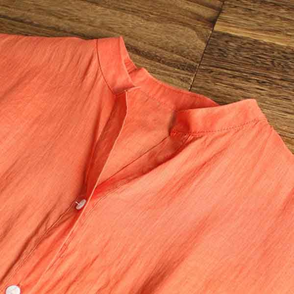 Cotton Short-sleeved Shirt Women's Summer Fashion Belt Loose Casual V-neck Top