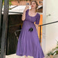 Women's Summer Simple Elegant Short Sleeve Medium Length Waist Show Thin Loose Solid Dress