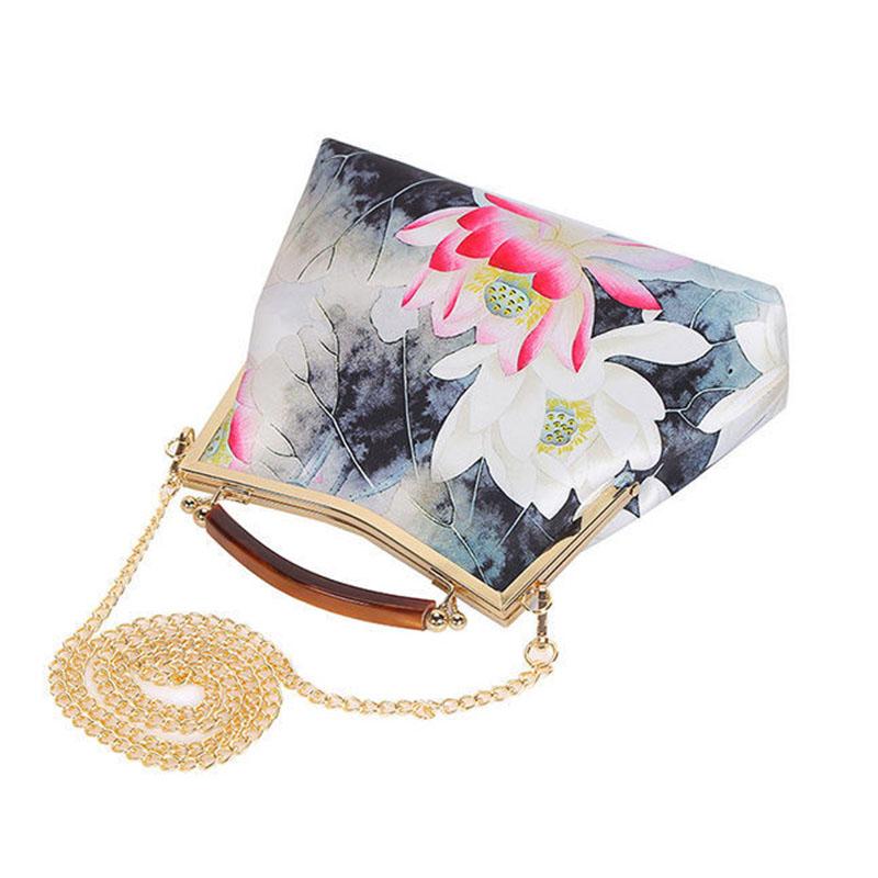 Ethnic Style Women Printing Handbag Messenger Dual Purpose Exquisite High Quality Elegant Doctor Bag Evening Banquet Bag
