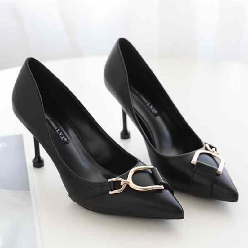 Soft Leather High-heeled Shoes Female Students Stiletto Spring  Autumn Fashion All-match 5cm Single Shoes Women