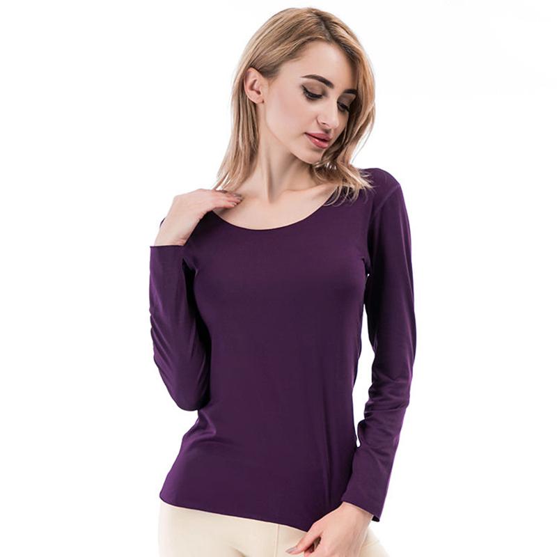 Women Winter Autumn Thermal Underwear O-neck Tops Female Tight Thicken Windproof Seamless Pajamas Soft Lining Long Sleeve High Elasticity Slim