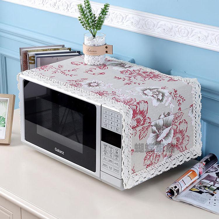 Microwave Oven Cover Cloth Dust Cover Cotton Linen Waterproof Cover Towel Microwave Oven Protective Cover