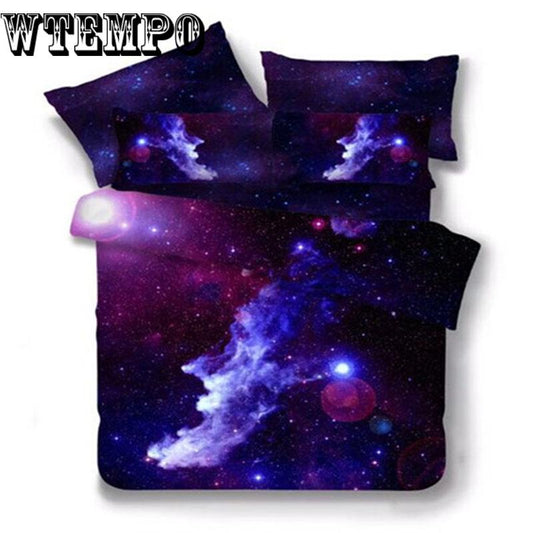 Polyester 3D Galaxy Star Starry Sky Universe Bed Sheet Set Bedclothes Duvet Cover Bedding Set