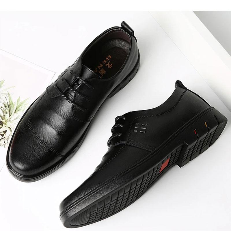 Cowhide Shoes Men's Casual Shoes Peas Shoes Lazy Pedal Dad Middle-aged and Elderly Shoes Men's Shoes Non-slip Walking Shoes Formal Business Shoes