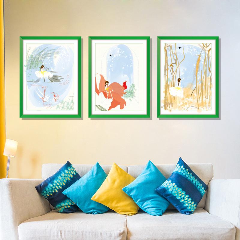 Three-dimensional triptych warm girl wall stickers study dormitory background decoration removable