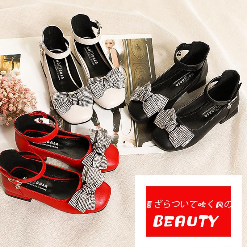Children's Shoes  Princess Shoes Spring  Summer Girls' Leather Shoes  All-match Elementary School High-heeled Red Performance Shoes