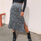 Women's Spring Summer Leopard Print Chiffon Print Split Skirt European and American Style Zipper High Waist Long Skirts Large Size Loose Thin Skirt