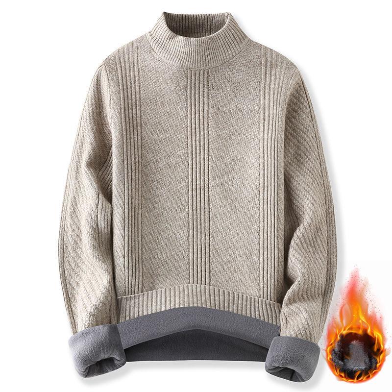 Autumn and Winter Men's Round Neck Sweater Thickened Warmth Pullover Sweater Youth Top