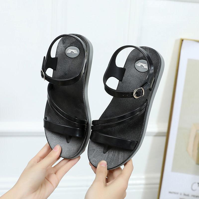 Sandals Women's Summer Flat Bottom Fashion All-match Mid-heel Platform Sandals and Slippers Outside Wear Non-slip Beach Jelly Shoes Sandals