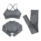 3PCS Women's Long Sleeve Yoga Clothing Set Seamless Knit Butt Lifting Pants Gym Fitness Bodybuilding Set Tracksuit Active Wear Sports Elastic Outwear
