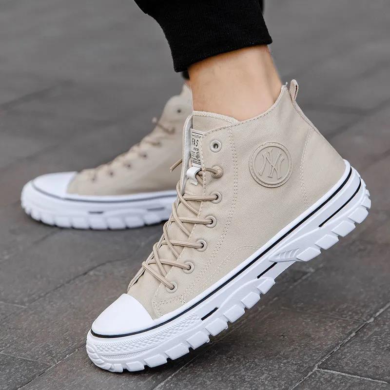 Vintage High-top Denim Shoes Fashion Boys Canvas Shoes Korean Fashion Casual Shoes
