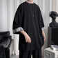 Casual Three-quarter Sleeve Top Spring, Summer and Autumn Trend Plaid All-match Round Neck Half-sleeve T-shirt