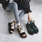 Summer Sandals Female Students Korean Version of The Wild Flat-bottomed Cross Straps Thick-soled Sponge Cake Soft-soled Roman Shoes