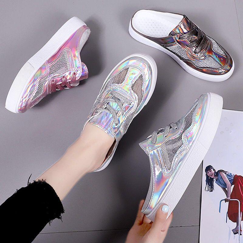 Summer Women Slippers Casual Soft Comfortable Mesh Outside Flat Slides Half Beach Slippers Woman Flip Flops
