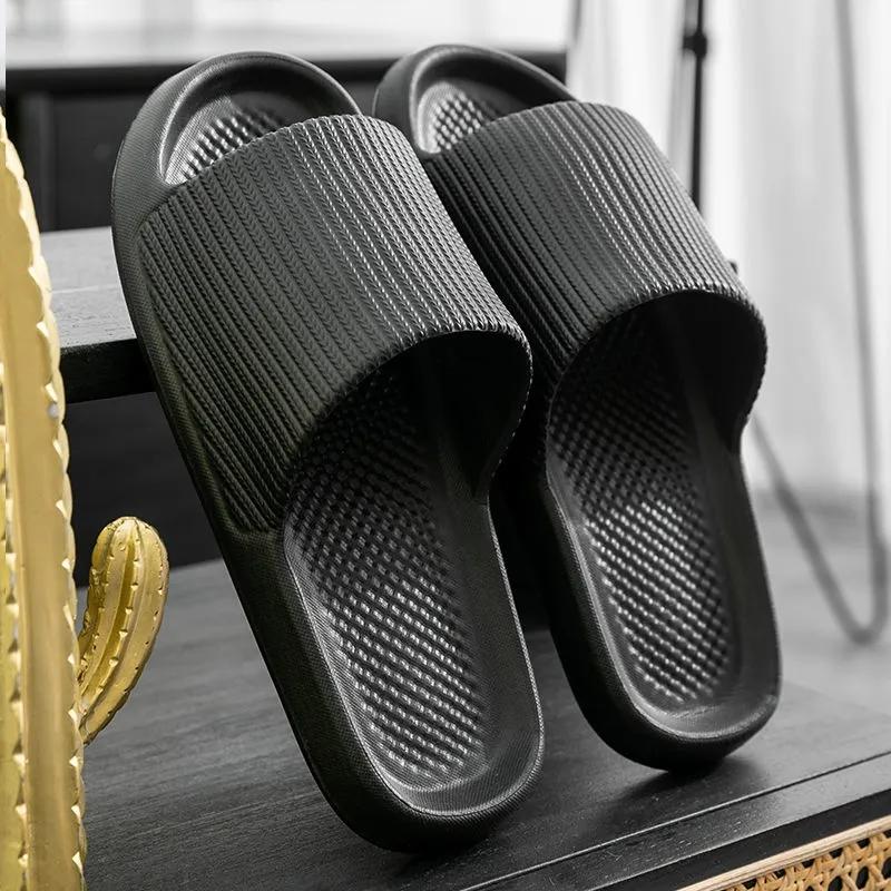Unisex Stepping on Shit Slippers Ladies Summer Home Non-slip Bathroom Bath Couple Slippers Sandals and Slippers Men Outer Wear Light Flip Flops