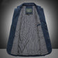 Men's Denim Casual Suit Jacket Spring and Autumn Loose Large Size Outerwear V Neck Denim Casual Jacket Long Sleeves Jackets