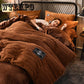 4pcs  Winter Home Textile Soft Bedspread Fleece Fabric Solid Color Bed Sheet Queen/king Size Bedding Sets Cozy Pillowcases