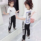 Cartoon Letter Printing Children's Suit Girls Summer Short-sleeved Trousers Sports Leisure Loose and Comfortable Breathable Children's Two-piece Set