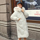 Ladies Winter Coat Mid-length Large Fur Collar Hooded Down Coat Slim Fit Hooded Thick Warmth Parka Coat