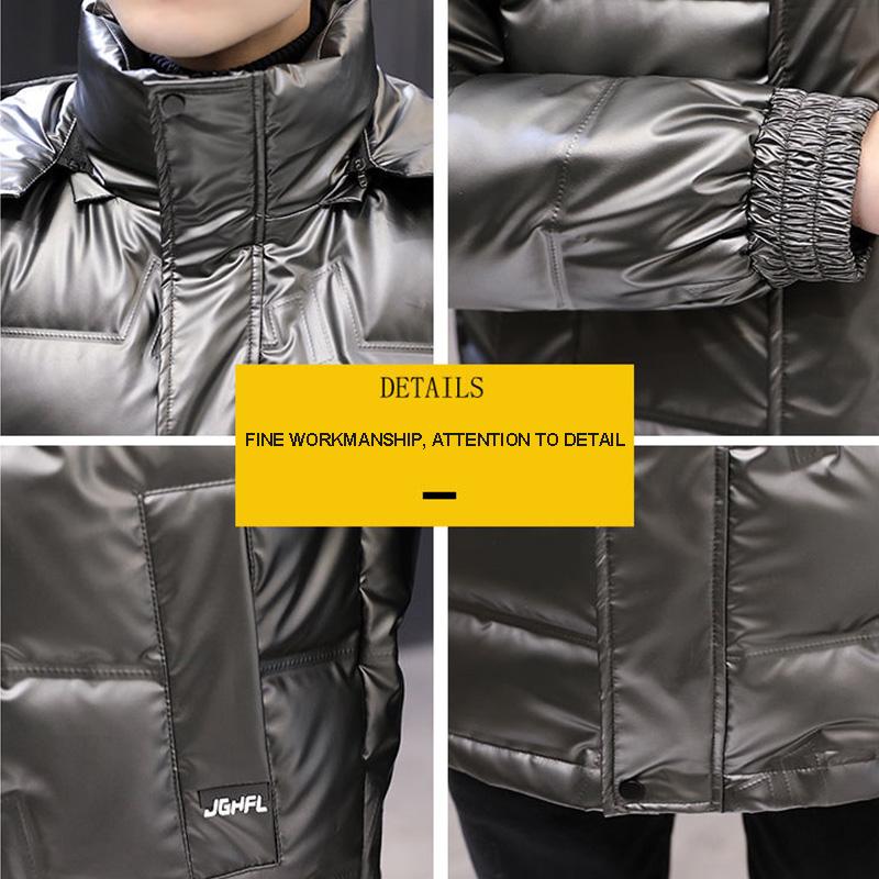 Winter Fashion Shiny High-end Down Jacket Men's Mid-length Warm Thin and Light Large Size Youth Jacket