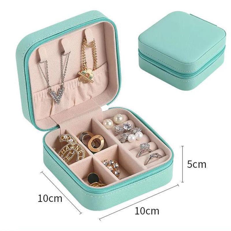 Jewelry Box Travel Comestic Jewelry Casket PU Leather Storage Box Ring Lady Case Portable Jewelry Organizer Necklaces