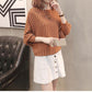 Vertical Stripes Bat Sleeve Loose Sweater One-neck Knitted Bottoming Shirt Spring and Autumn All-match Fashion Top Women