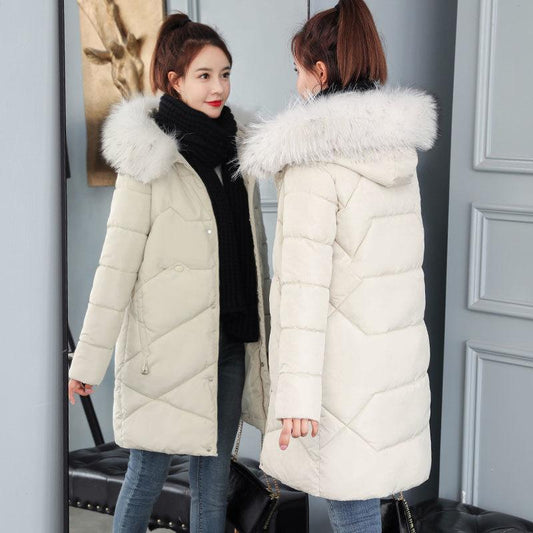 Winter Women's Mid-length Padded Jacket Korean Version of Thick Fur Collar Padded Jacket