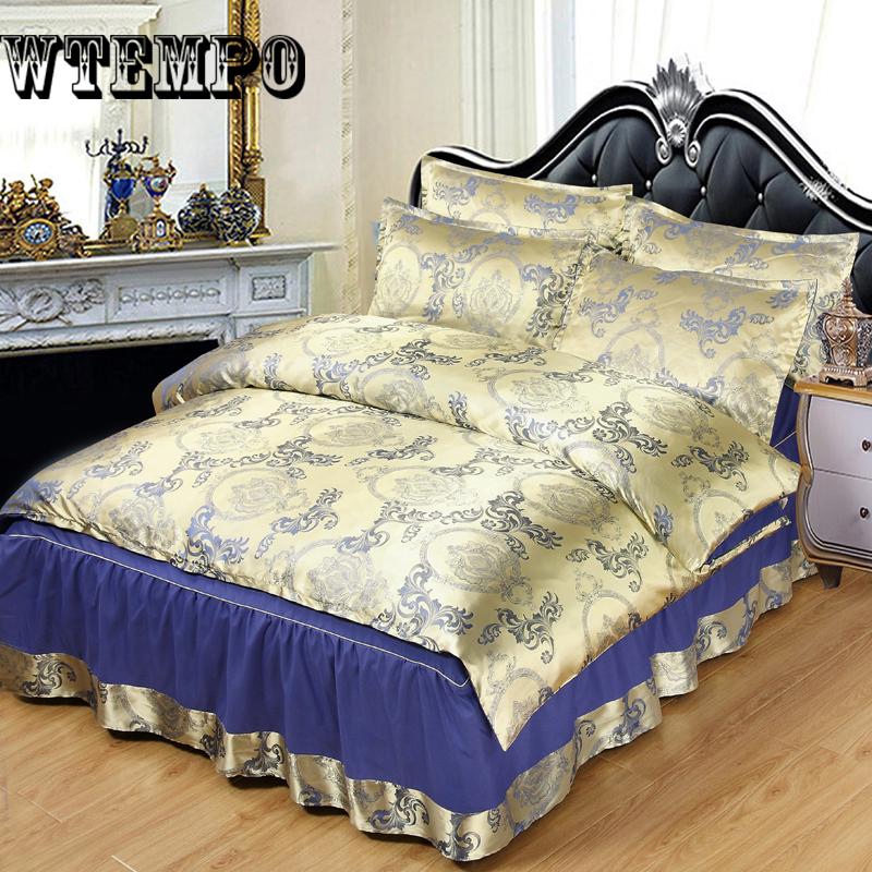 Luxury Bedding Set queen king bed set Bedclothes satin jacquard Bedding Sets duvet cover