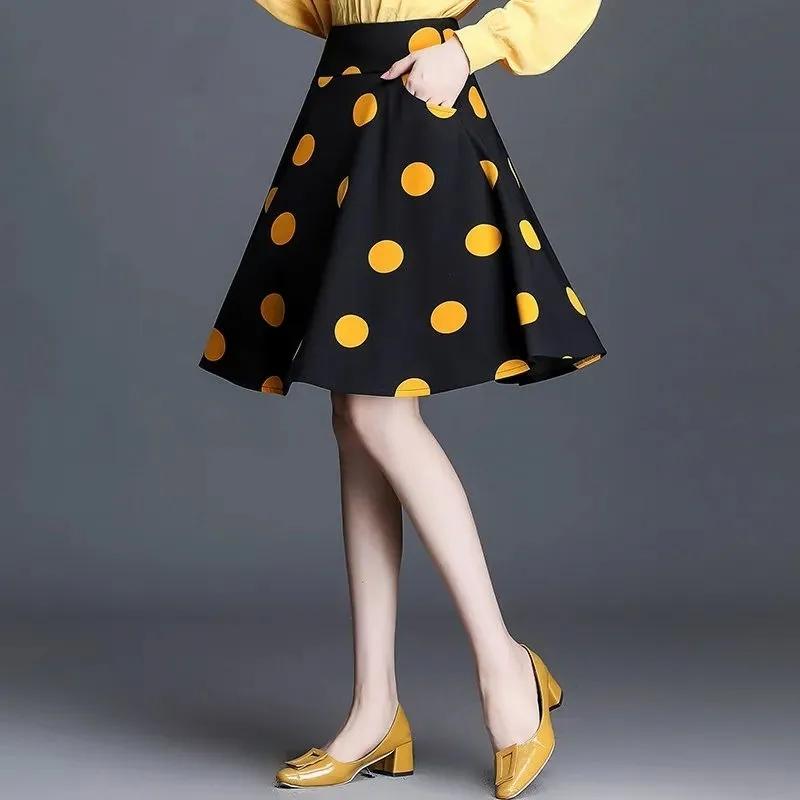 S-5XL Polka-dot Chiffon Skirt Women's Summer High Waist Anti-light Umbrella Skirt Thin A-line Large Swing Skirt Short Skirt