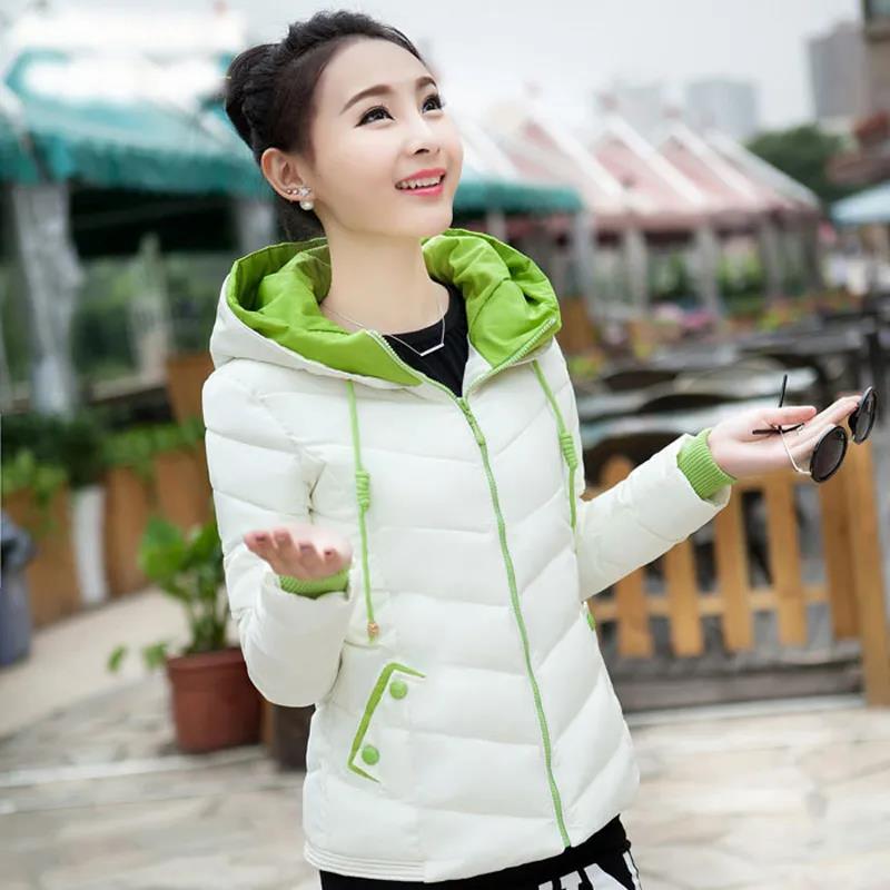 Down Jacket Winter Women's Self-cultivation Slimming Hooded Cotton-padded Jacket Thick Warmth Solid Color Cotton-padded Jacket