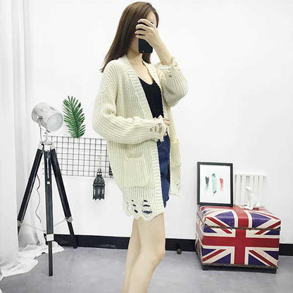 Loose Plus Size Knitted Cardigan Sweater Women's Wild Solid Color Sweater Sweater Women
