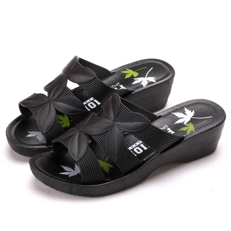 Women's Summer Wedge Heel Waterproof Non-slip Slippers Soft Bottom Wear-resistant Breathable Mother Slippers