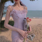 Sling Dress Slimming Short Skirt Female Gentle Wind Sweet Cute Sling Dress Ladies Dress Fabric Light and Breathable Ruffled Cute Princess Style