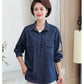 Spring and Autumn Mothers Wear Embroidered Denim Shirt Middle-aged Women Loose Casual Jacket Jacket Women