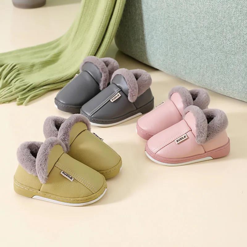 Waterproof Cotton Drag Winter Warmth PU Waterproof Non-slip Indoor Home Bag with Cotton Shoes To Keep Warm Soft and Comfortable