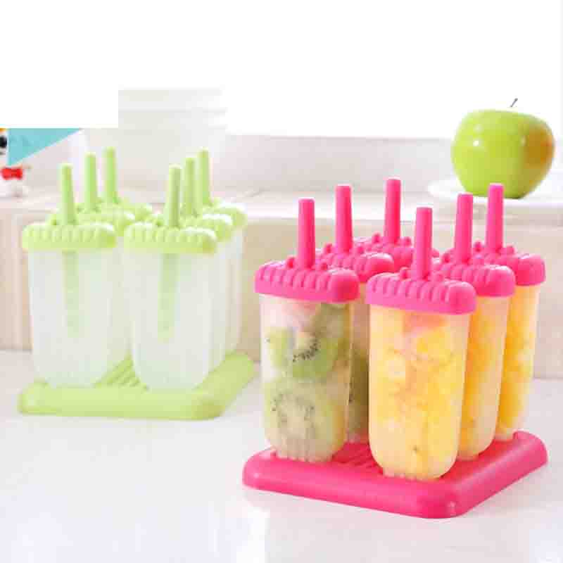 6/12pcs DIY Ice Cream Popsicle Mould +Silicone Tray Dessert Summer Icebox Lolly Mould