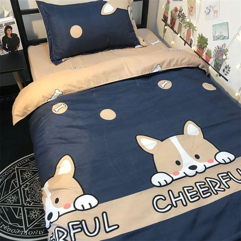 Cartoon Bed Three-piece Set 1.2m Dormitory Bed Linen Quilt Cover Pillowcase Set Bedding
