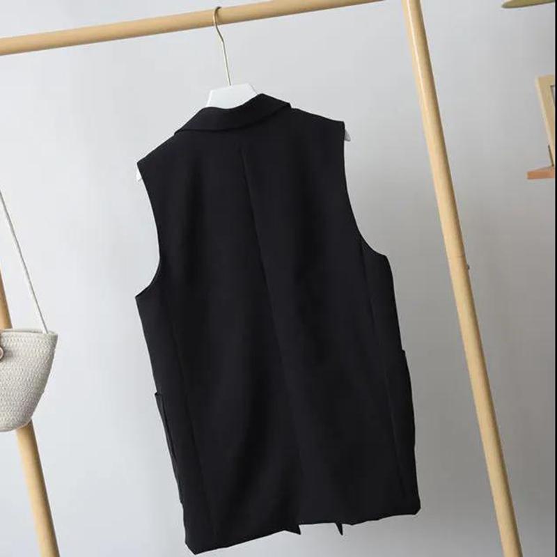 Women's Suit Waistcoat Mid-length Waistcoat Loose and Thin Waistcoat Sleeveless Suit Jacket Women's Loose Sleeveless Comfortable Jacket