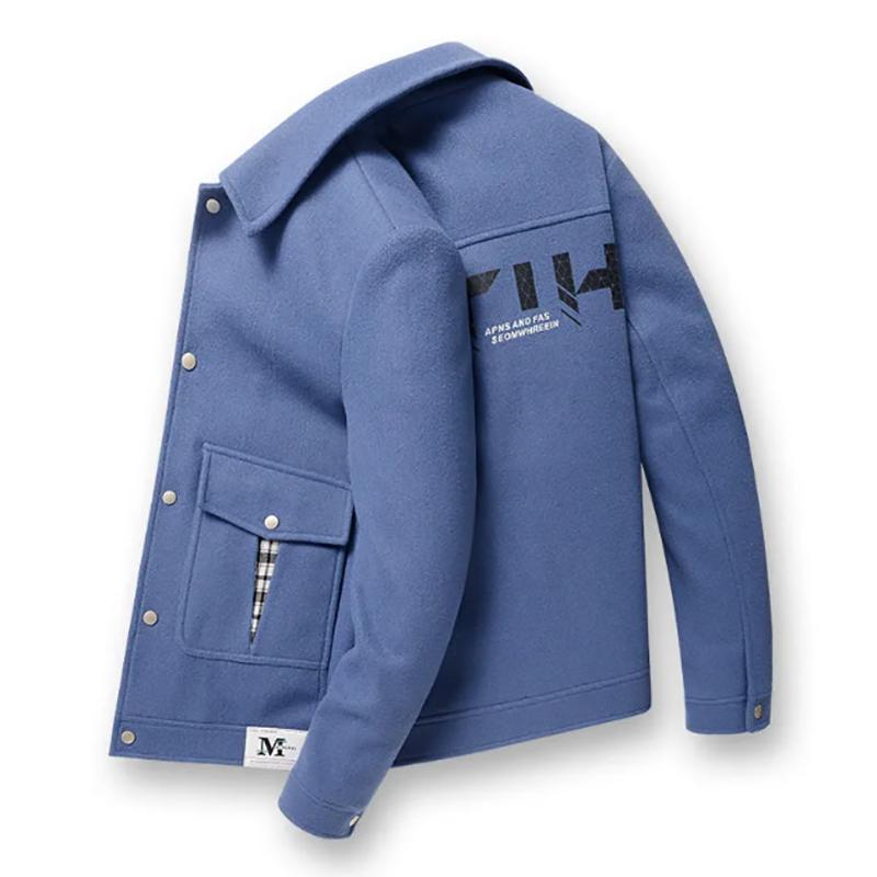 Business Woolen Jacket Young Men's High-end Self-cultivation Wild Solid Color Jacket Trend