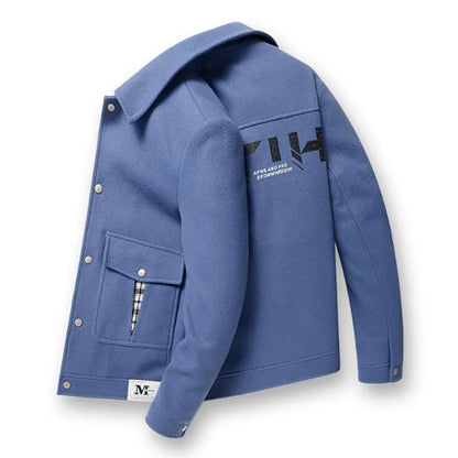 Business Woolen Jacket Young Men's High-end Self-cultivation Wild Solid Color Jacket Trend